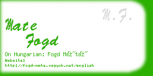 mate fogd business card